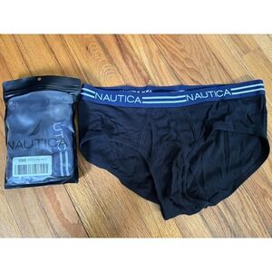 Nautica Briefs Mens XL Black Cotton Fly-Front 3‎ Pack Underwear 38Y6033903XAZ